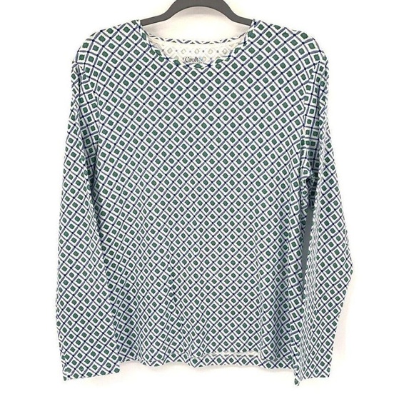 Croft & Borrow Classic Tee Blue Green Diamond Pattern Size Medium - Picture 1 of 4